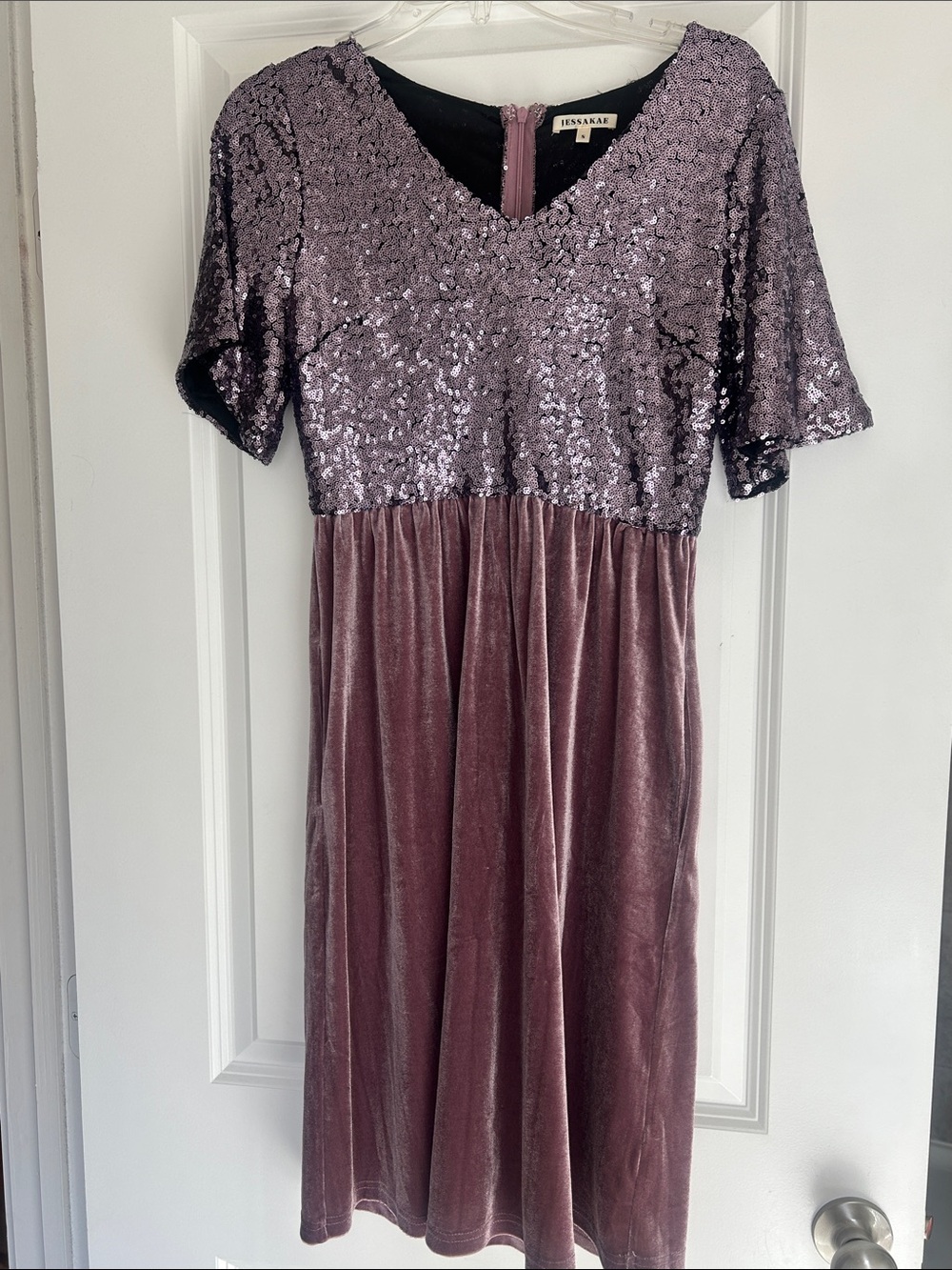 JessaKae Mauve Sequin Velvet Formal Dress